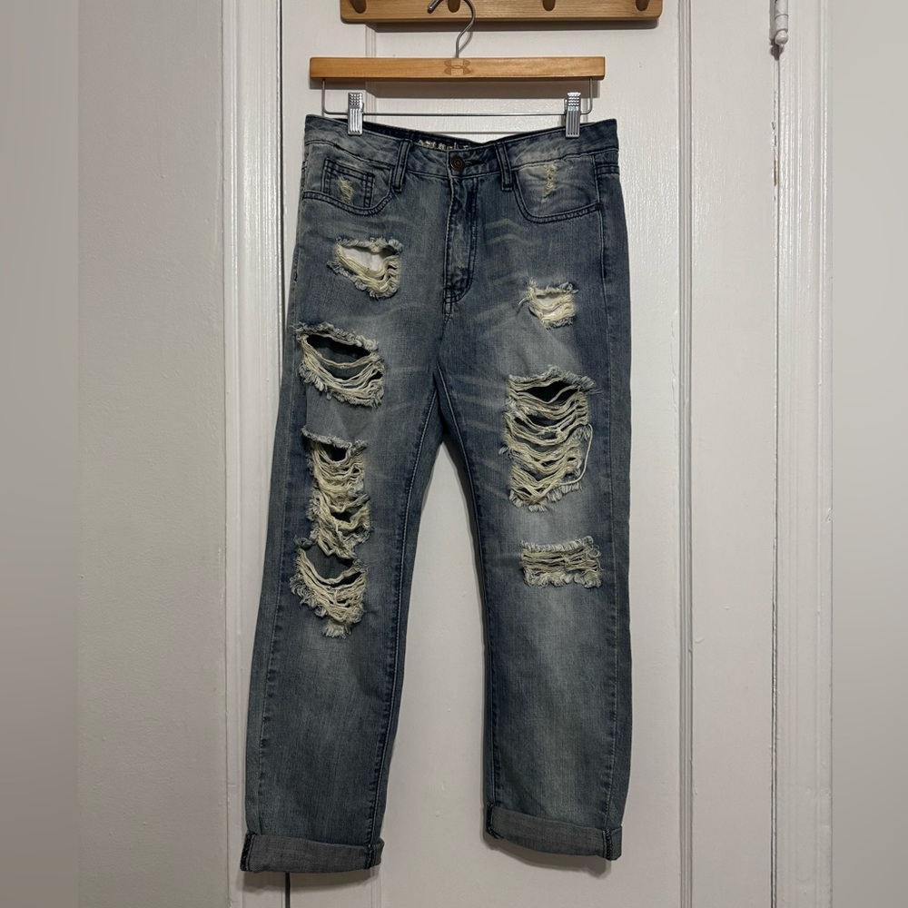 Distressed Blue Jeans
